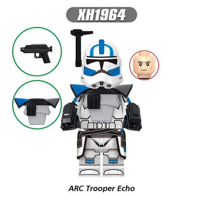 X0344 Star Wars Minifigs Building Blocks Echo Wolfpack 187th Legion Clone Trooper Soldier Bricks Models Toys Gifts For Children
