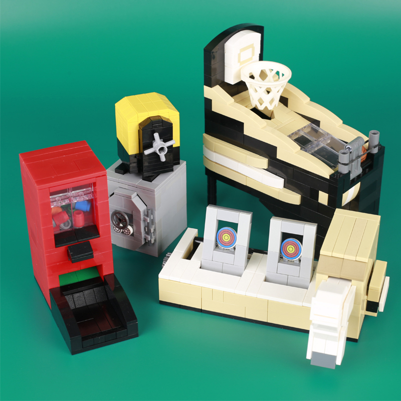 DIY City Puzzle Games Building Blocks Safe Box Strongbox Food Drink Minifigs Printed Accessories Bricks Kits Toys For Children