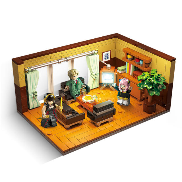 SPY×FAMILY Comics Minifigs Building Animation City Friend Arnia House Living Room Furniture Blocks Bricks Kits Toys For Children