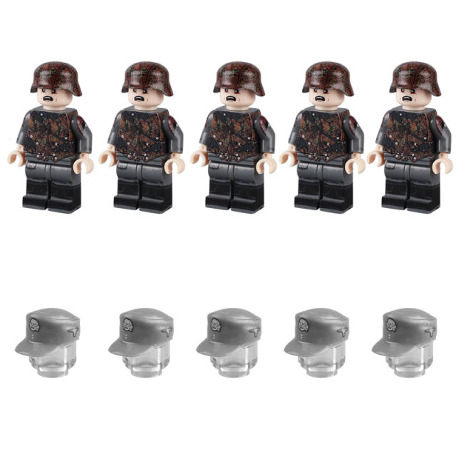 WW2 Germany Camouflage Soldier Minifigs Building Blocks Military Army Weapon 98k Guns Soldier Figures SS M43 Helmets Bricks Toys