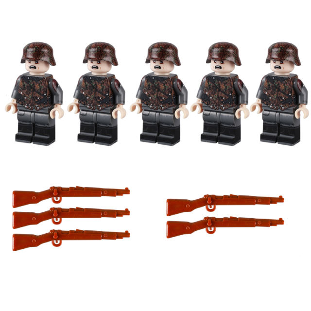 WW2 Germany Camouflage Soldier Minifigs Building Blocks Military Army Weapon 98k Guns Soldier Figures SS M43 Helmets Bricks Toys