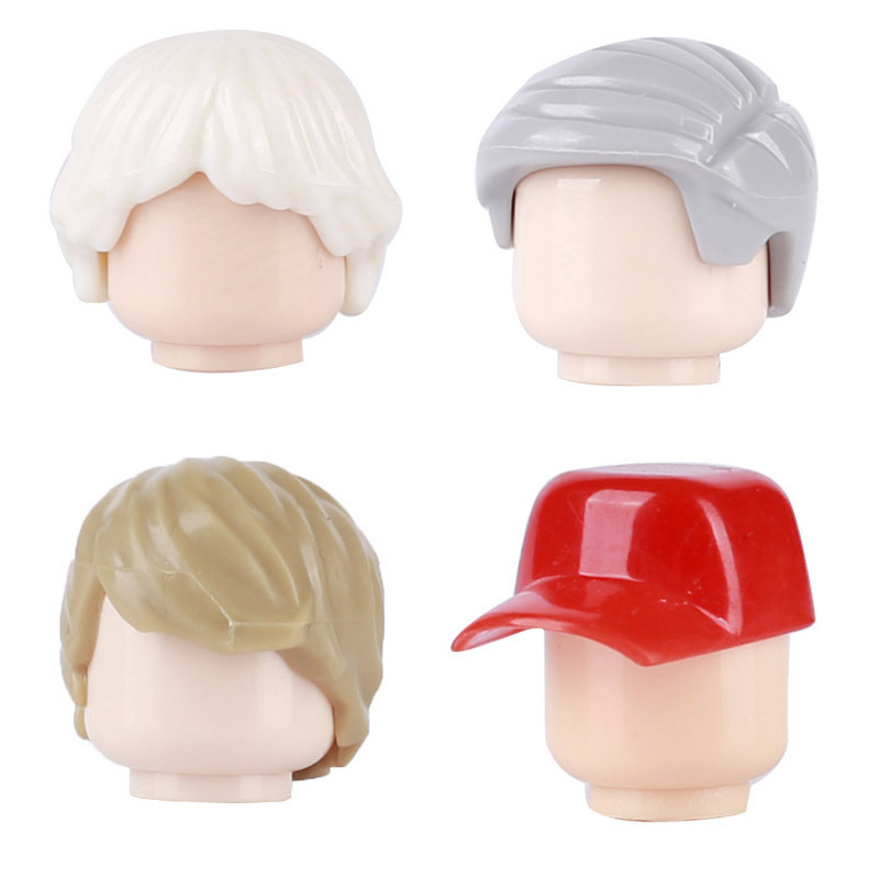 MOC City Hair Accessories Building Blocks Hero Soldiers Minifigures Body Parts Brown Black Blond Head DIY Bricks Toys Gifts Kids