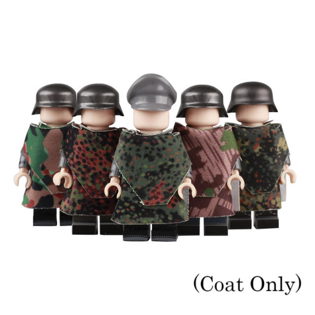 WW2 Germany Military Weapon Accessories Army Soldiers Minifigs Building Blocks Camouflage Coat Clothes Bricks Model Toys Gifts