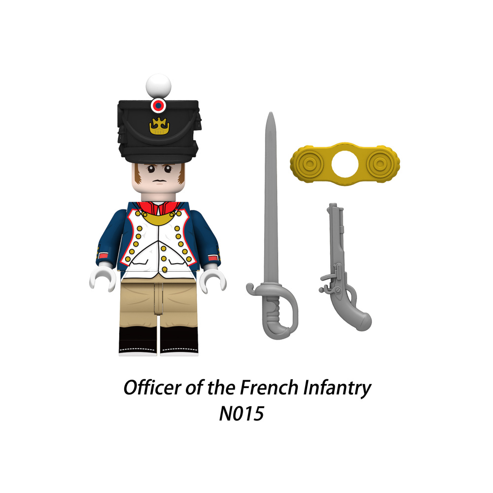 N013-016 Napoleonic Wars Medieval Military France Army Minifigs Building Blocks Officer Of The Highland Infantry Soldier Weapon Brick Toy