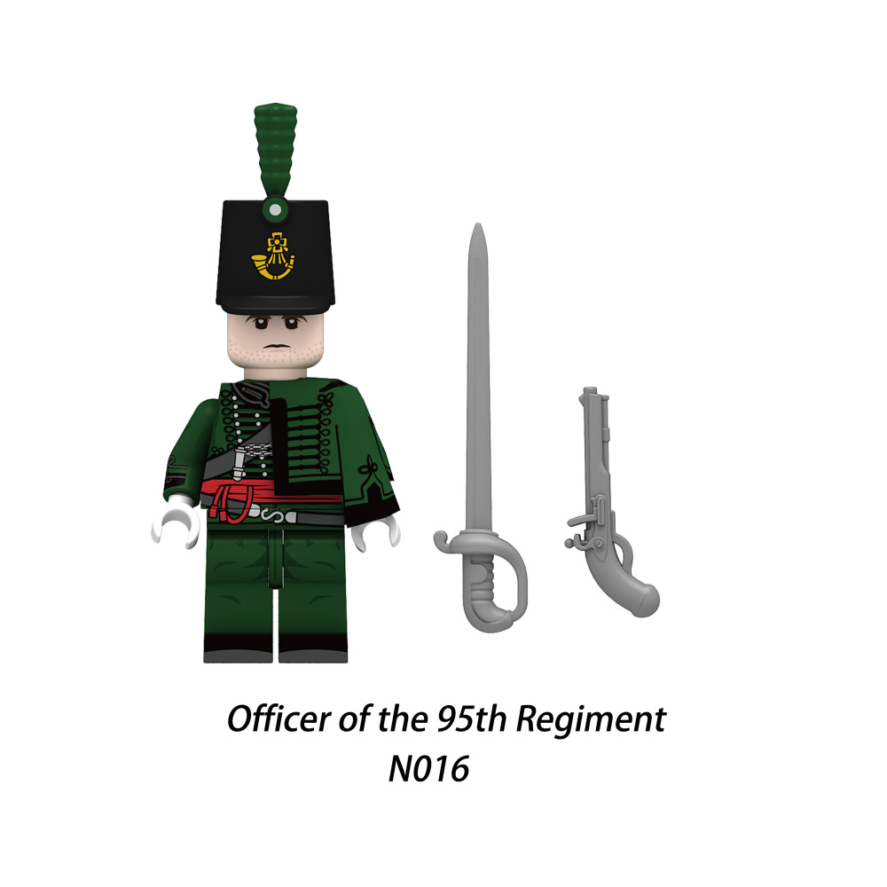 N013-016 Napoleonic Wars Medieval Military France Army Minifigs Building Blocks Officer Of The Highland Infantry Soldier Weapon Brick Toy