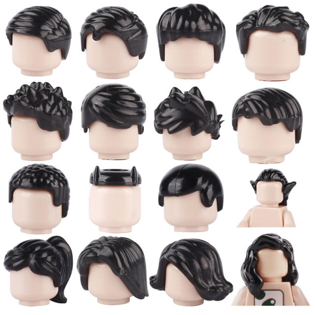 MOC City Minifigures Hairstyle Hair Building Blocks Military Headwear Parts Head Accessories DIY Brick Boys Toys Gifts Children