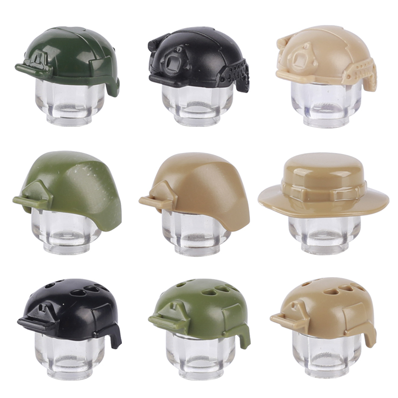 MOC Military Weapons Tactical Helmets Building Blocks Minifigures Accessories Police Hat Caps Helmet Headgear Bricks Models Toys