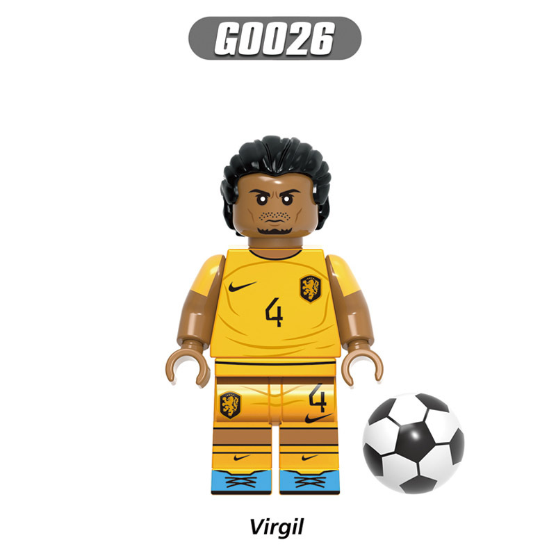 G0104 Football Player Minifigs Series Building Blocks Athletes Figures Virgil Eriksen Pedri Kane Models Toys Gifts For Children
