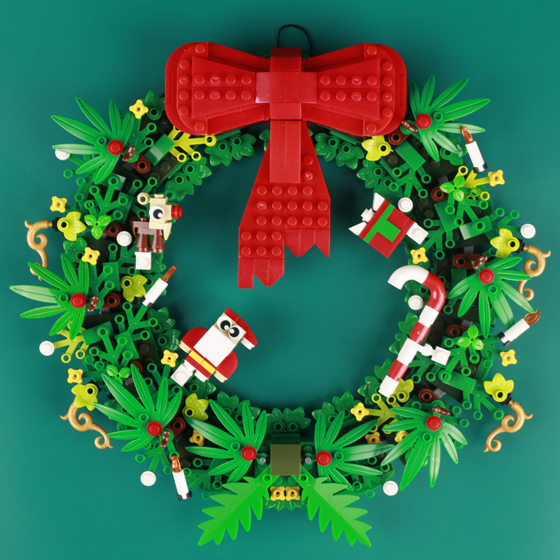 MOC Merry Christmas Wreath Building Blocks Festival Home Decoration Santa Claus Figure Garland Bricks Educational Toys Gift Kids