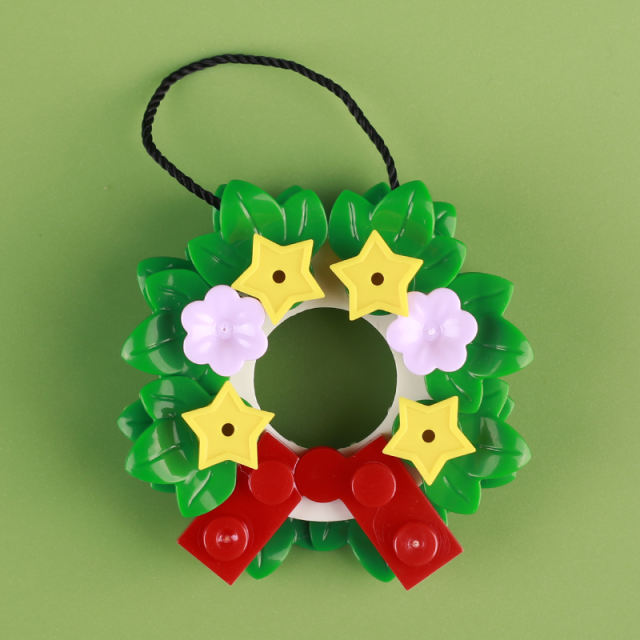 MOC City Festival Merry Christmas Wreath Building Block House decoration Street View Tree Flower Plant Brick Gift Educational Toy