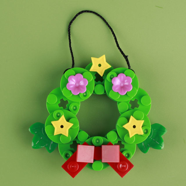 MOC City Festival Merry Christmas Wreath Building Block House decoration Street View Tree Flower Plant Brick Gift Educational Toy