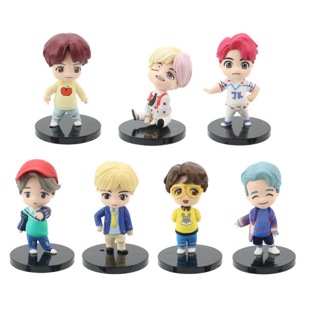 New Kpop BTS Boys Groups Action Figures RM Jin Suga JHope Jimin V Jungkook Collection Dolls Toys Star Idol Cute Army Gift Merch