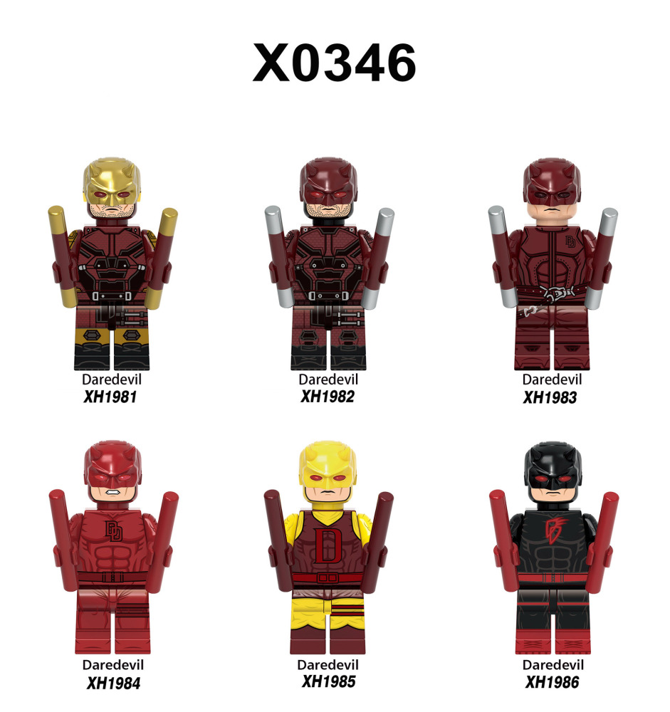 X0346 Super heroes Series Minifigures Building Blocks The Defenders Daredevil Cartoon Figures Models DIY Toys Gifts For Children