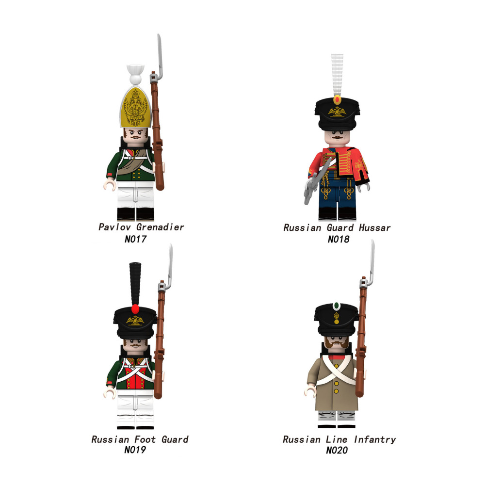 MOC Medieval Russia Army Soldiers Minifigures Line Infantry Building Blocks Military Foot Guard Figures Weapon Parts Bricks Toys