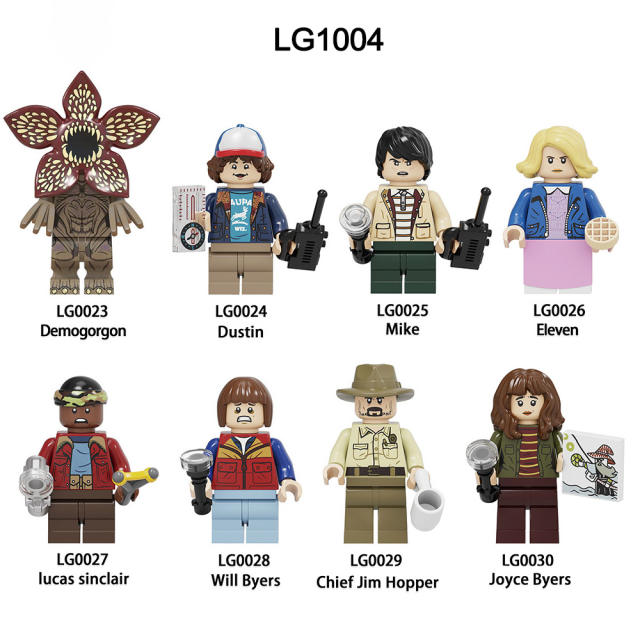 LG1004 Stranger Things Series Minifigures Building Blocks Demogorgon Dustin Cartoon Figures Models DIY Toys Gifts For Children