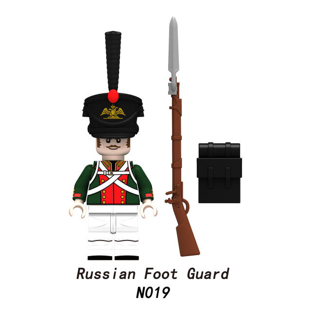 MOC Medieval Russia Army Soldiers Minifigures Line Infantry Building Blocks Military Foot Guard Figures Weapon Parts Bricks Toys