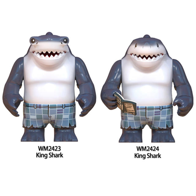 WM2423 WM2424 Marvel Cartoon King Shark Minifigures Building Blocks Super Villain Nanaue Figure Bricks Models Toys Gift Children
