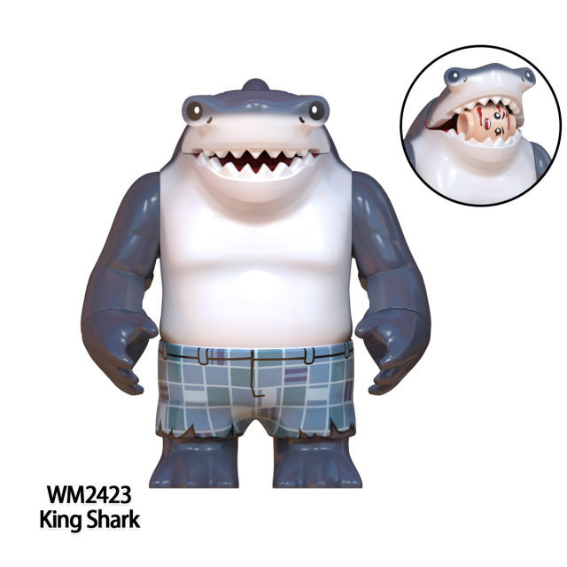 WM2423 WM2424 Marvel Cartoon King Shark Minifigures Building Blocks Super Villain Nanaue Figure Bricks Models Toys Gift Children
