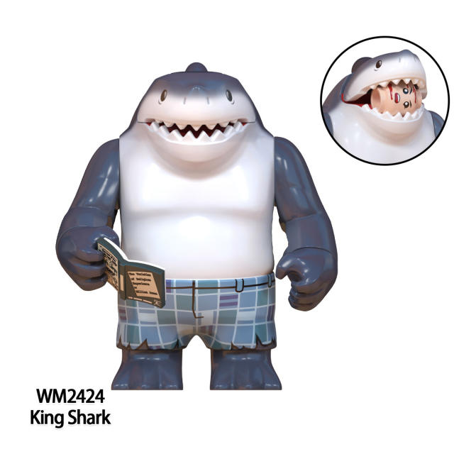 WM2423 WM2424 Marvel Cartoon King Shark Minifigures Building Blocks Super Villain Nanaue Figure Bricks Models Toys Gift Children