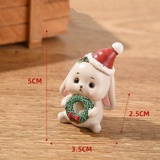 Merry Christmas Resin Toys Family Small Animal Ornaments Creative Home Decoration Mini Tree Santa Claus Figures Gifts For Kids