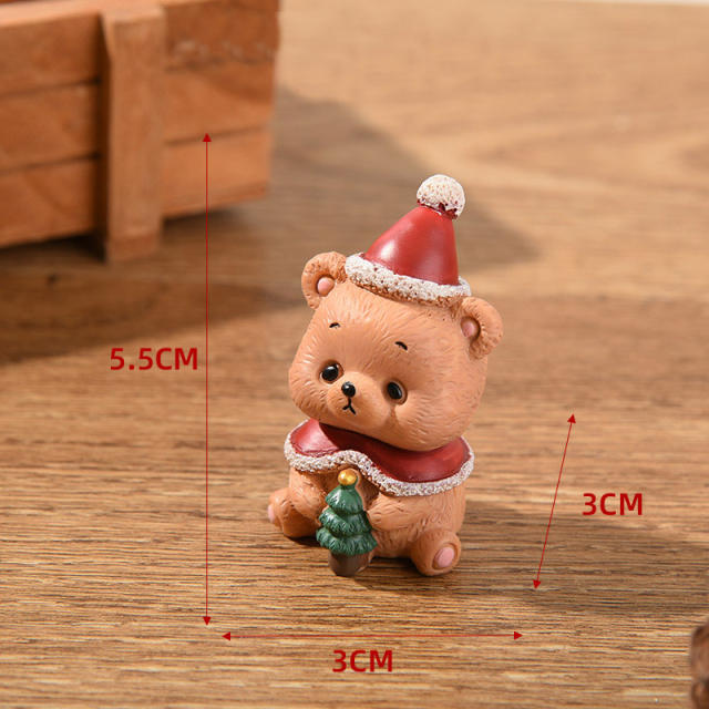 Merry Christmas Resin Toys Family Small Animal Ornaments Creative Home Decoration Mini Tree Santa Claus Figures Gifts For Kids