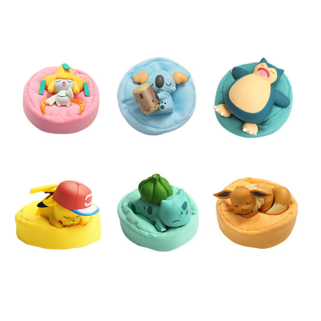 Pokemon Amine Figures Pikachu Bulbasaur Eevee Cute Sleeping Posture Collection Home Decoration Ornament Model Toys Gift For Kids