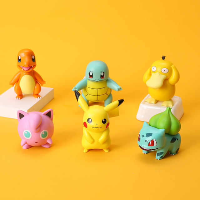 Pokemon Anime Figures Pikachu Bulbasaur Jigglypuff Charmander Psyduck Squirtle Home Decoration Ornament Model Toys Gift For Kids