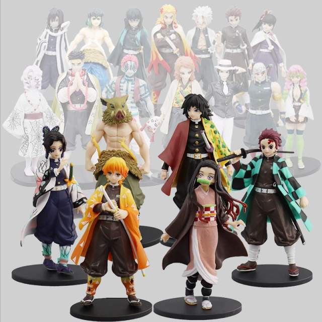 Demon Slayer Animation Action Figures Kamado Tanjirou Nezuko Kochou Shinobu Uzui Tengen Collection Models Toys Gift For Children