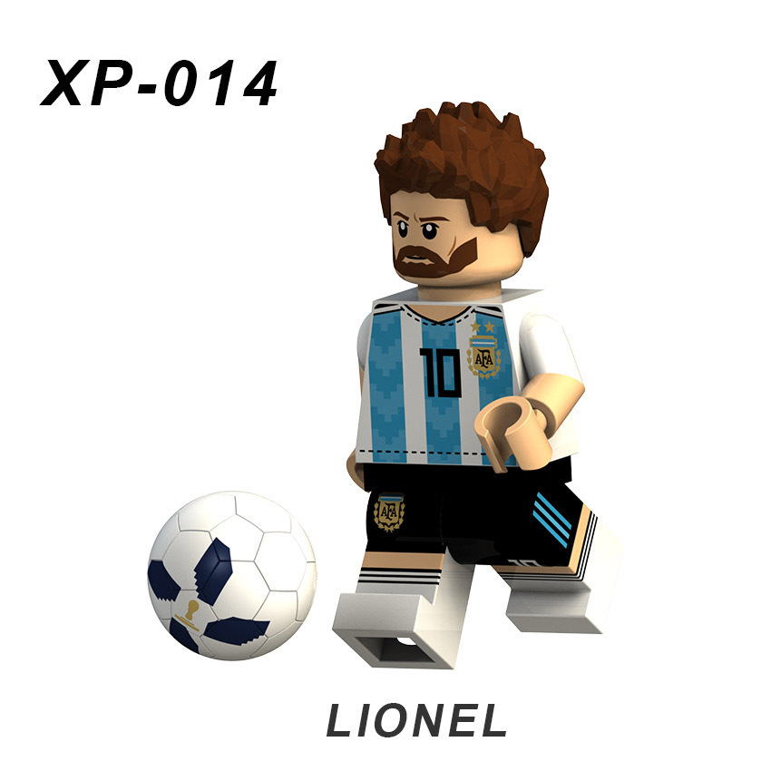 XT1003 World Cup Football Player Series Minifigures Building Blocks Athletes Figures Messi Ronaldo Beckham Models Toys Gifts Kid