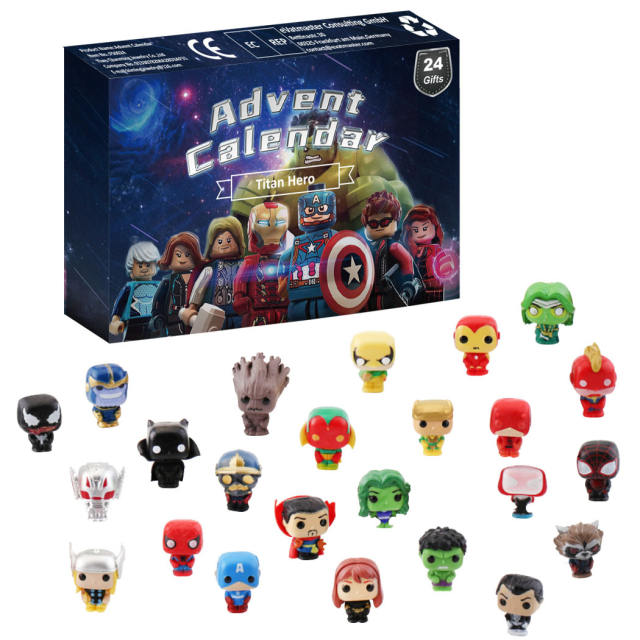 Marvel Avengers Anime Figures Spider-Man Iron Man Hulk Kawaii Advent Calendar Disney Present Christmas Gifts Models For Children