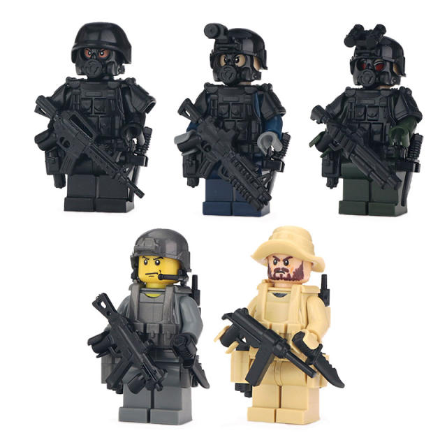 MOC Military Special Forces Minifigures Building Blocks City Modern Police SWAT Soldier Weapons Gun Accessories Bricks Toys Boys
