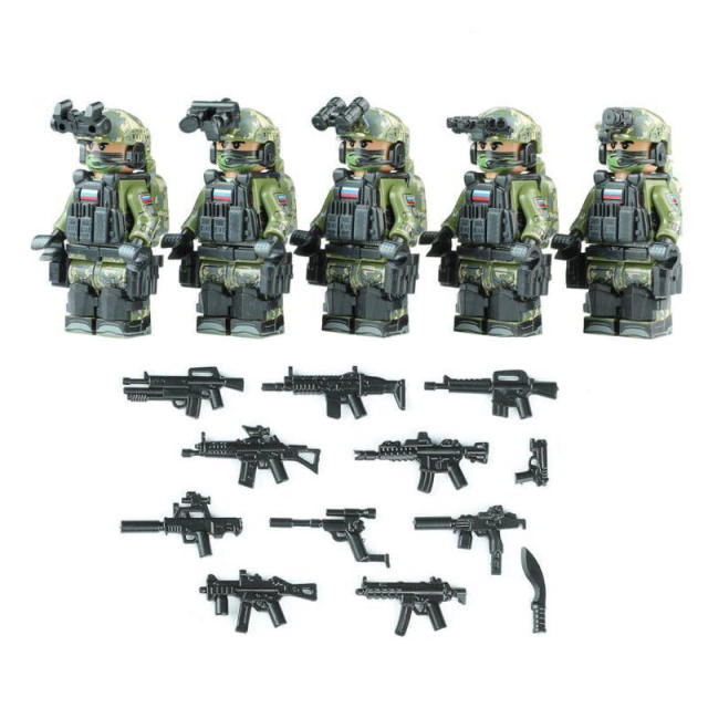 Military Army Russia Special Forces Minifigs Building Blocks SWAT Police Soldiers Accessories Weapons Guns Blocks Toys For Kids