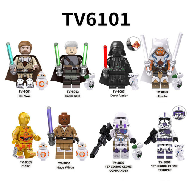 TV6101 Star Wars Series Minifigs Building Blocks Obi-Wan C-3PO Darth Vader Ahsoka Action Figures Toys Gifts For Children