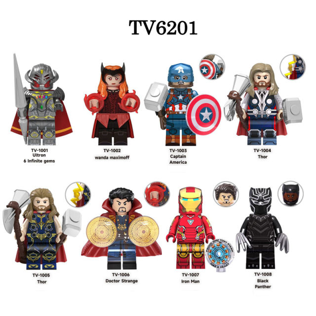 TV6201 Marvel Super heroes Series Minifigs Building Blocks Bbba Captain America Thor Doctor Strange Figures Toys Gifts Children