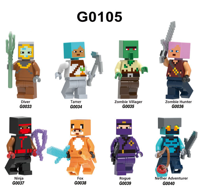 G0105 Minecraft Series Minifigures Building Blocks Zombie Villager Ninja Tamer Fox Game Accessories Brick Model Toy Gift For Kid