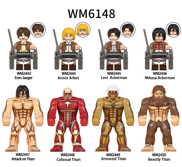 WM6148 Attack On Titan Series Minifigures Building Blocks Armored Beastly Colossal Titan Comic Bricks Models Toys Gifts For Kids