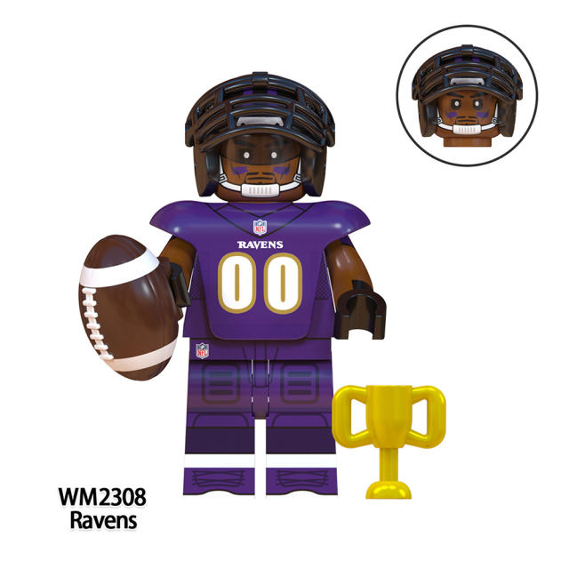 WM6133 Rugby Player Athletes Series Minifigures Building Blocks Dallas Cowboys Eagles Browns Ravens Bricks Model Toys Gifts Kids