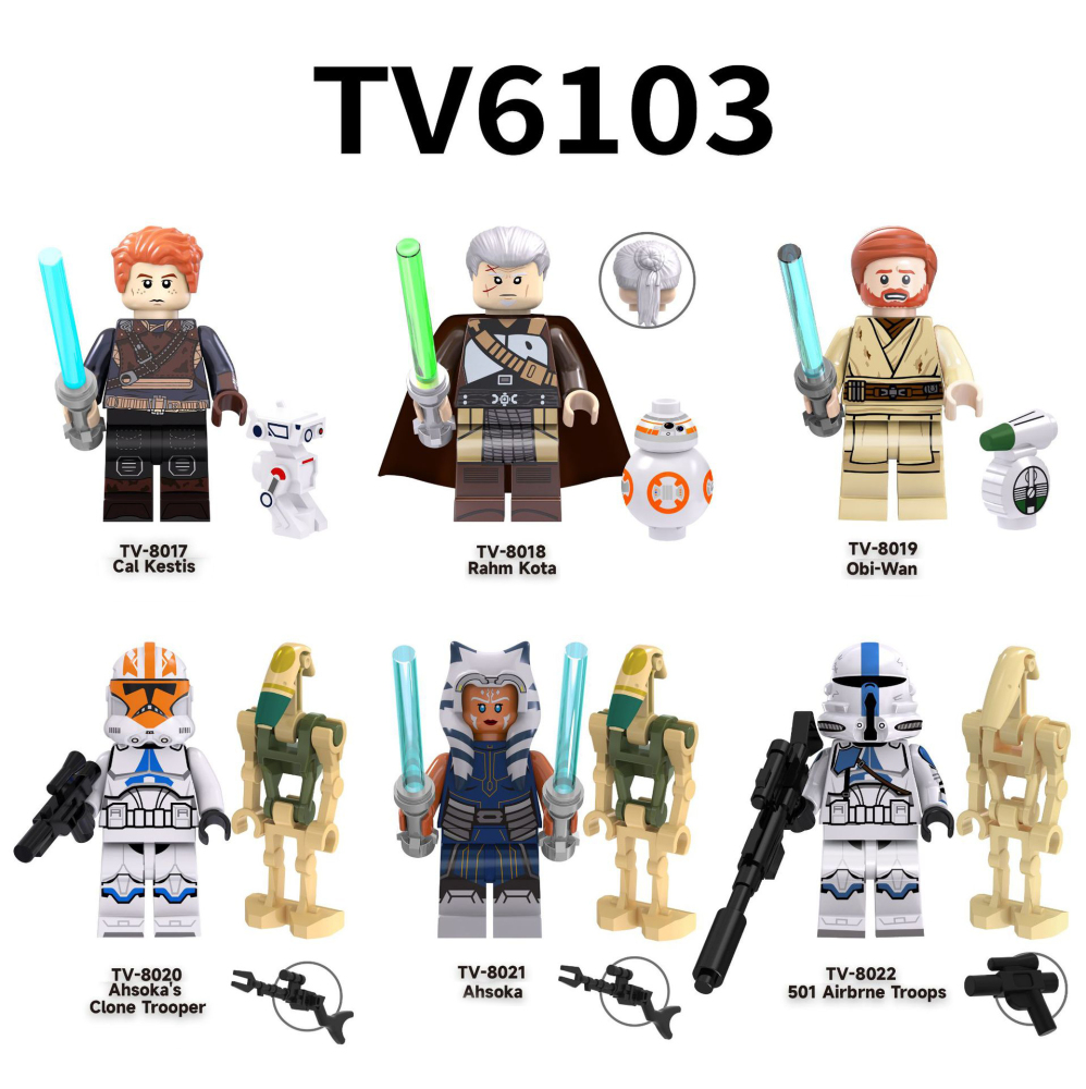 TV6103 Star Wars Series Minifigs Building Blocks Cal Kestis Ahsoka Airbrne Clone Trooper Figures Models Toys Gifts For Children