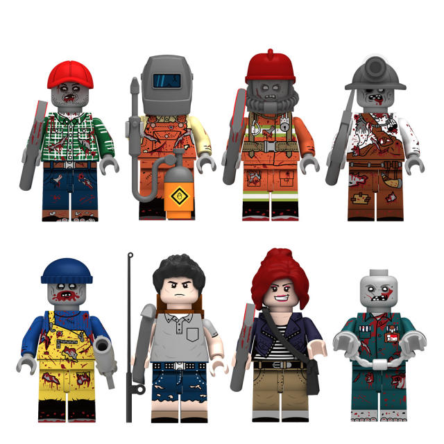 MOC City Halloween Minifigs Zombies Building Blocks Army Soldier Skeleton Military Weapon Fireman Survivor Bricks Toys Gift Kids