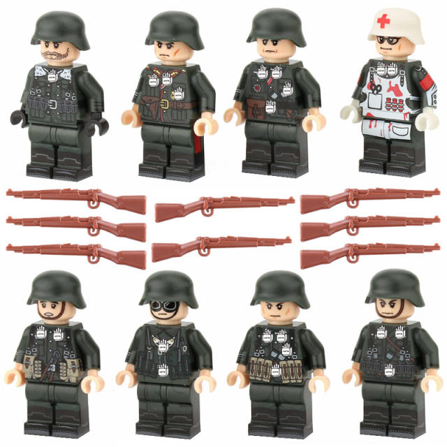 WW2 Military Germany Army Minifigs Building Blocks Medical Corps Soldier Accessories Helmets Weapons Guns Parts Bricks Kids Toys