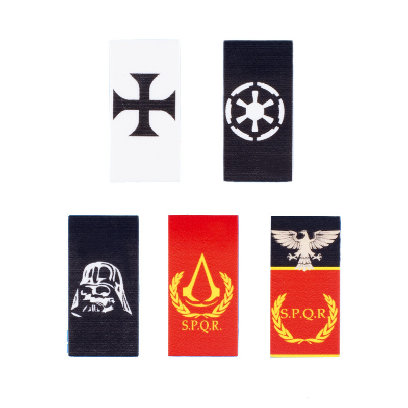 MOC Medieval Military Accessories Building Blocks Roman Soldier Flags Castle Parts Black Warrior Minifigures Model Toys For Boys