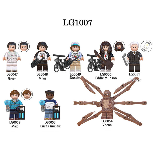 LG1007 Stranger Things Series Minifigures Building Blocks Eleven Mike Brenner Cartoon Figures Models DIY Toys Gifts For Children