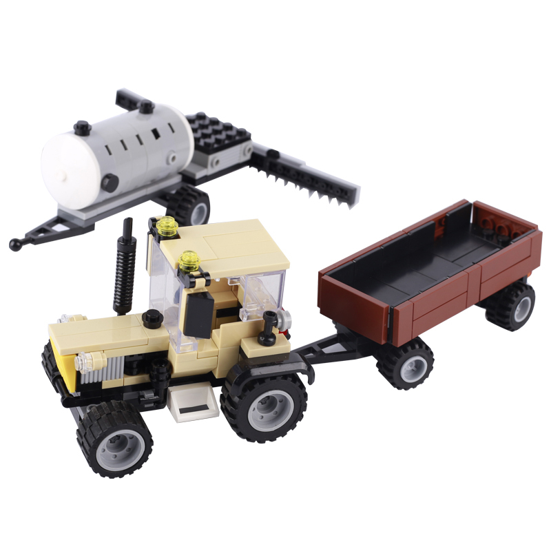 City Engineering Agriculture Truck Building Blocks Street View Tractor Speedboat Vehicle Model Brick DIY Education Toy Gift Kids