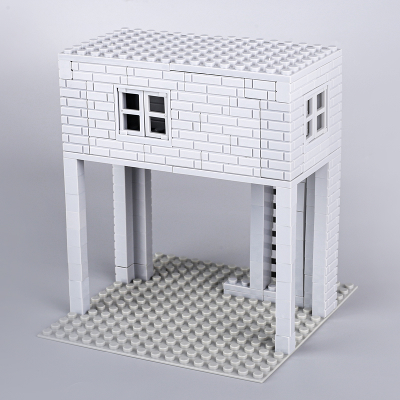 MOC WW2 German Military Trenches Building Blocks Army Soldier Figures Gun Weapon Fortress Ruins Model Accessories Bricks Toy Boy