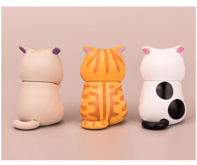 Cute Cat Action Figures Yellow Khaki White Collectible Lovely Anime Models Home Decoration Car Accessories Toys Gifts For Kids