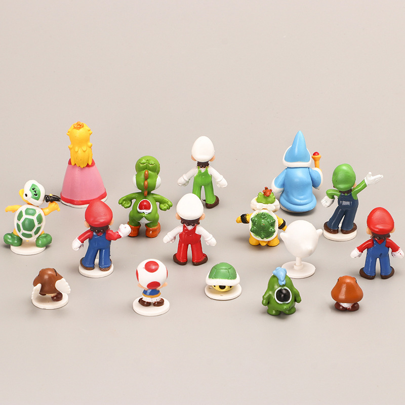 16 Super Marie Action Figures Game Garage Mario Doll Collectible Cute Anime Model Toy Ornaments Gifts DIY Holiday Toys For Kids