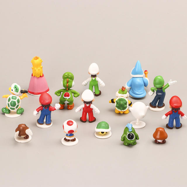 16 Super Marie Action Figures Game Garage Mario Doll Collectible Cute Anime Model Toy Ornaments Gifts DIY Holiday Toys For Kids