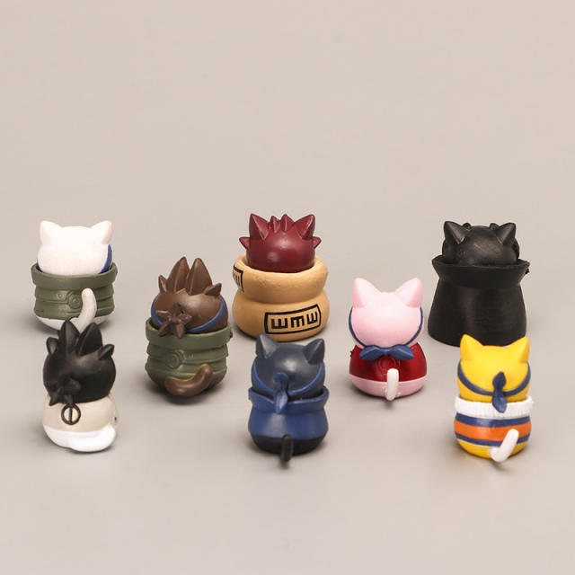 Anime Naruto Sasuke Kakashi Sakura Action Figures Home Decoration PVC Cute Cat Cartoon Ornament Models Toys Gifts For Children