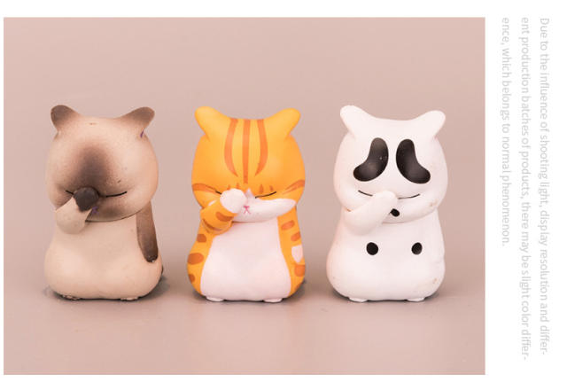 Cute Cat Action Figures Yellow Khaki White Collectible Lovely Anime Models Home Decoration Car Accessories Toys Gifts For Kids