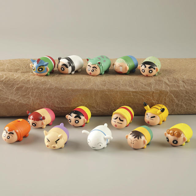 14 Anime Crayon Shin Chan Action Figures Shiro Nene Home Decoration PVC Cute Jenga Cartoon Ornament Model Toys Gift For Children